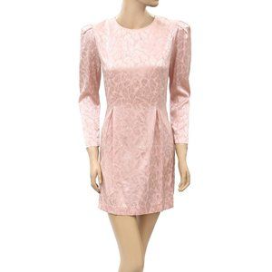 PIA TJELTA Floral Printed Tunic Mini Dress Pink Puff Sleeve Resort S New